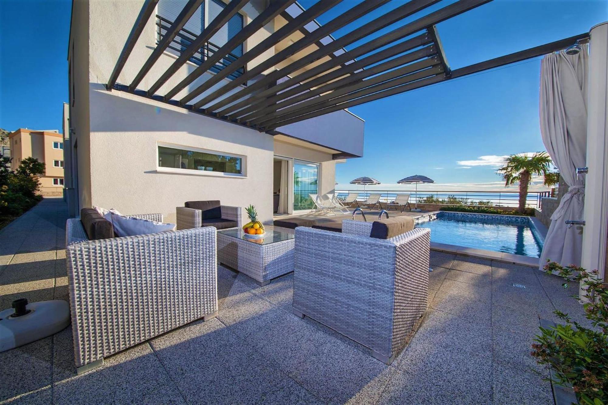 Blue With Pool And Sea View Villa *